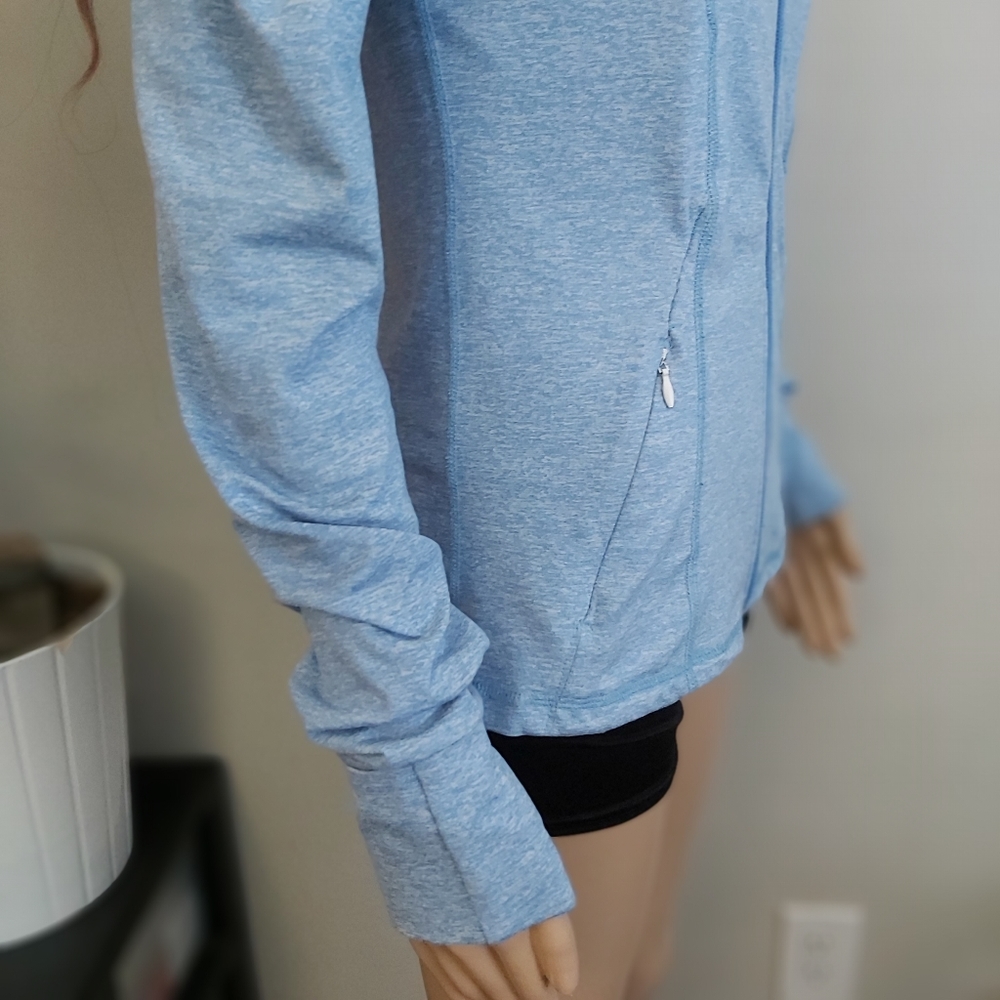One Tooth light blue zip up sweatshirt after workout running - Picture 4 of 13